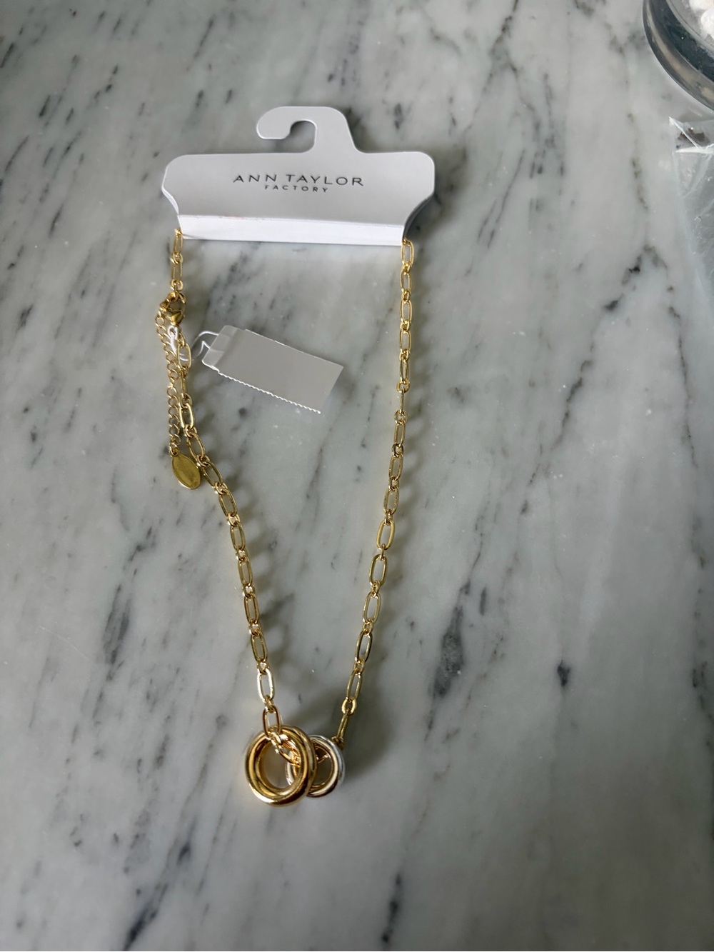 Ann Taylor Gold & Silver Interlocking Ring Necklace